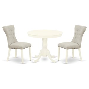 Pemberly Row 3-Piece Dining Set in Linen White/Doeskin