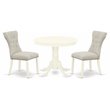 Pemberly Row 3-Piece Dining Set in Linen White/Doeskin