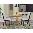 Pemberly Row 3-Piece Wood Dining Table Set with Fabric Chairs in Natural