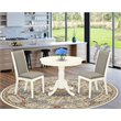 Pemberly Row 3-Piece Dining Set with Linen White Table and Fabric Chairs