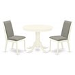 Pemberly Row 3-Piece Dining Set with Linen White Table and Fabric Chairs