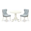 Pemberly Row 3-Piece Dining Set with Baby Blue Linen Chairs and White Table