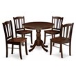 Pemberly Row 5-Piece Wooden Dining Set with Round Table in Mahogany