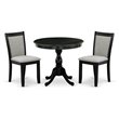 Pemberly Row 3-Piece Dining Set with Upholstered Chairs in Shitake/Black