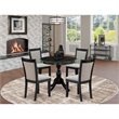 Pemberly Row 5-Piece Dining Set with Upholstered Wood Chairs in Shitake