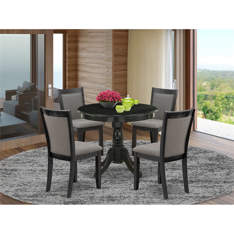 Pemberly Row 5-Piece Acacia Dining Set in Gotham Gray and Black Finish