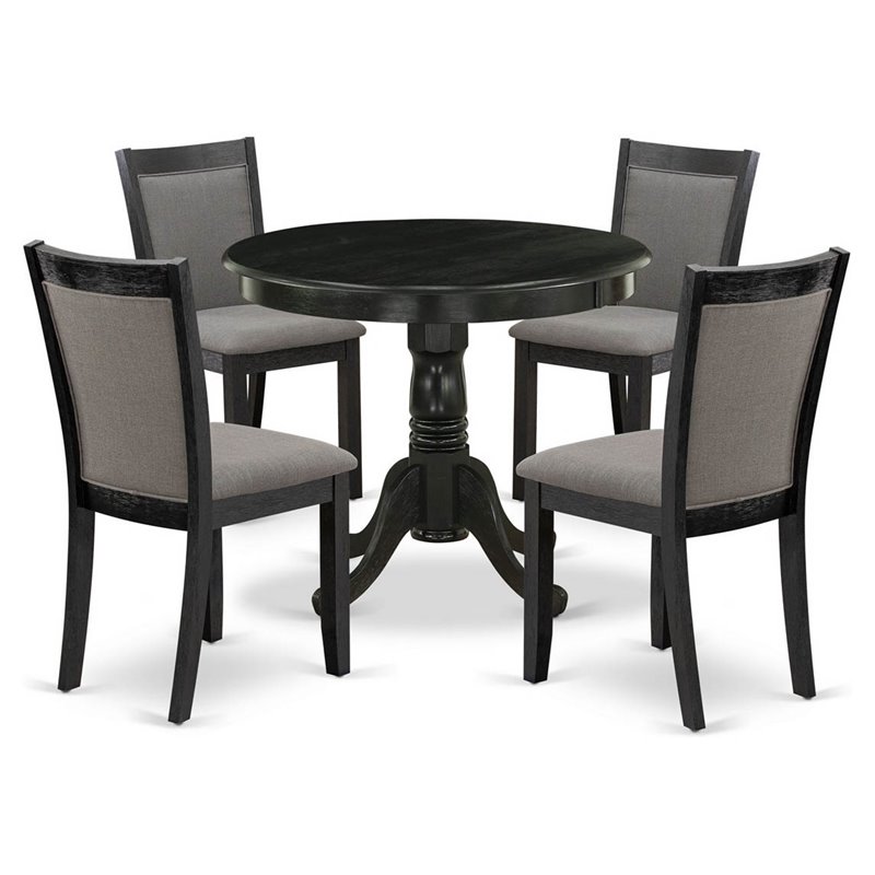 Pemberly Row 5-Piece Acacia Dining Set in Gotham Gray and Black Finish