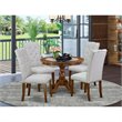 Pemberly Row 5-Piece Wood Dining Set in Acacia Walnut Finish and Gray Seats