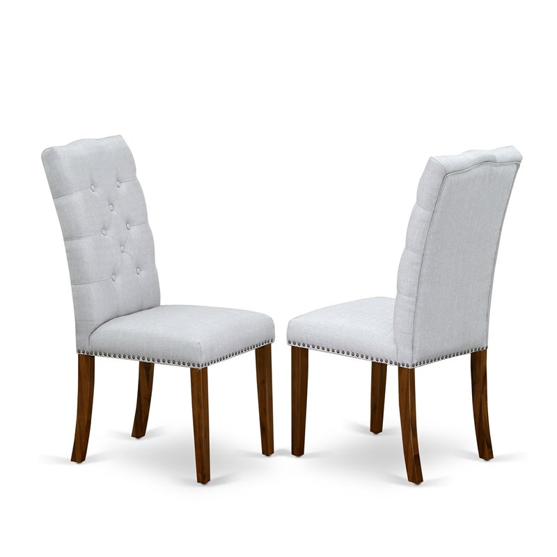 Pemberly Row 5-Piece Wood Dining Set in Acacia Walnut Finish and Gray Seats