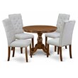 Pemberly Row 5-Piece Wood Dining Set in Acacia Walnut Finish and Gray Seats