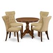 Pemberly Row 5-Piece Walnut Dining Set with Brown Upholstered Chairs