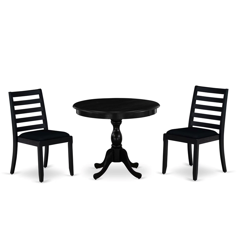 Pemberly Row 3-Piece Rubberwood Dining Set in Wire Brushed Black Finish
