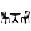 Pemberly Row 3-Piece Rubberwood Dining Set in Wire Brushed Black Finish