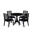 Pemberly Row 5-Piece Dining Set with Round Table in Wire Brush Black Finish