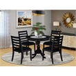 Pemberly Row 5-Piece Dining Set with Round Table in Wire Brush Black Finish