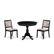 Pemberly Row 3-Piece Modern Dining Set with Round Table in Wire Brush Black