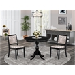Pemberly Row 3-Piece Modern Dining Set with Round Table in Wire Brush Black