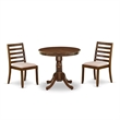 Pemberly Row 3-Piece Dining Set with Walnut Table and Light Tan Chairs