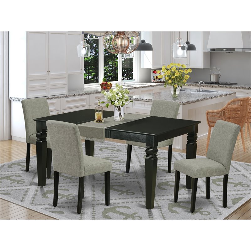 Pemberly Row 5-Piece Wood Dining Set in Black and Shitake