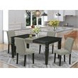 Pemberly Row 5-Piece Wood Dining Set in Black and Shitake