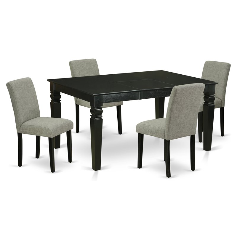 Pemberly Row 5-Piece Wood Dining Set in Black and Shitake