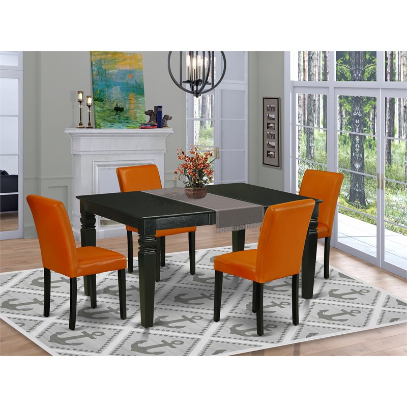 Pemberly Row 5-Piece Wood Dining Set in Black and Baked Bean