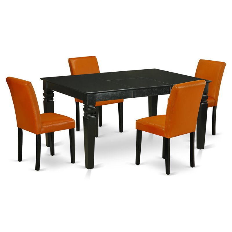 Pemberly Row 5-Piece Wood Dining Set in Black and Baked Bean