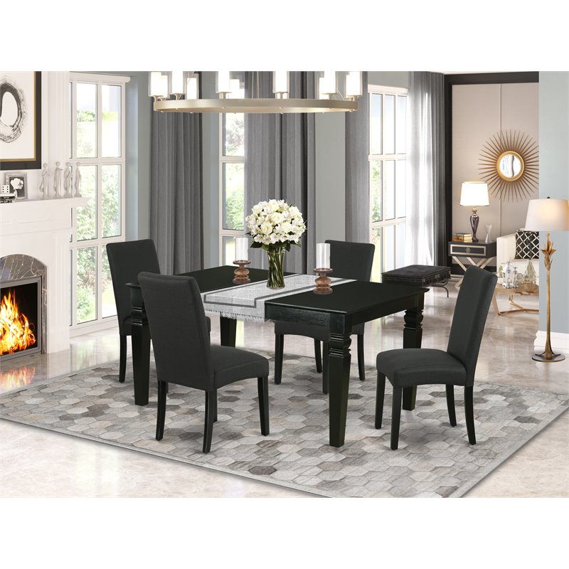 Pemberly Row 5-Piece Wood Dining Set in Black