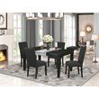 Pemberly Row 5-Piece Wood Dining Set in Black