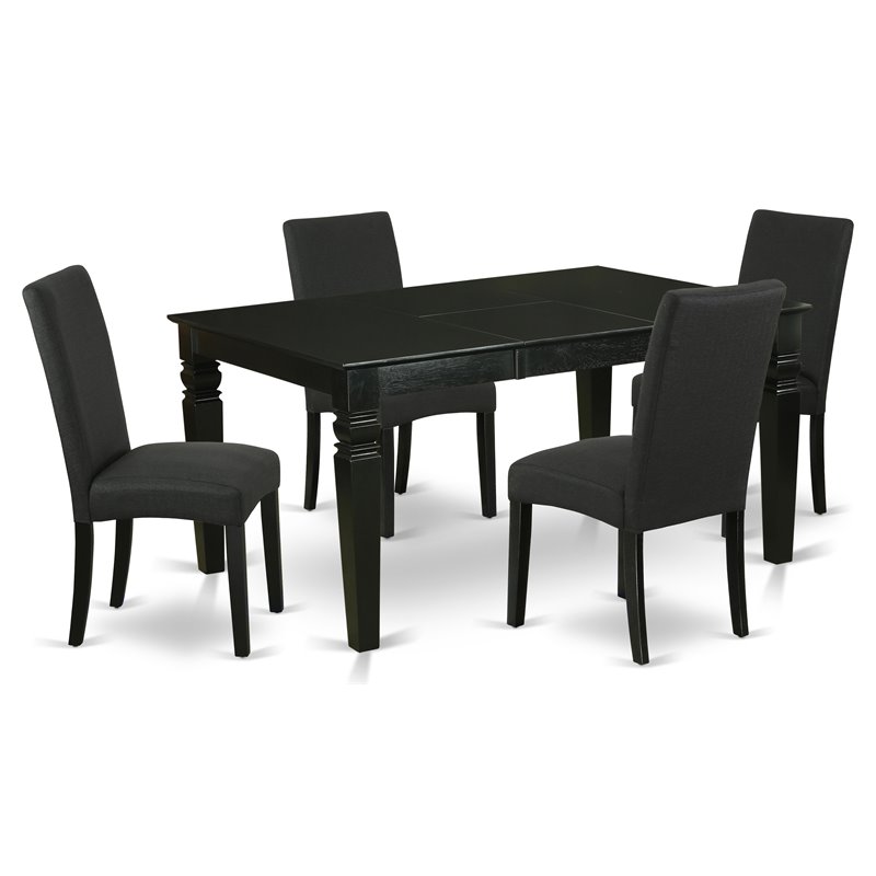 Pemberly Row 5-Piece Wood Dining Set in Black