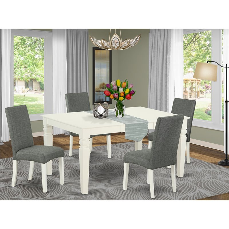 Pemberly Row 5-Piece Wood Dining Set in Linen White/Gray