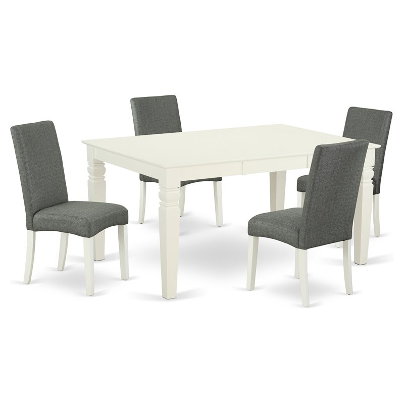 Pemberly Row 5-Piece Wood Dining Set in Linen White/Gray