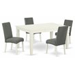 Pemberly Row 5-Piece Wood Dining Set in Linen White/Gray