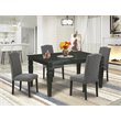 Pemberly Row 5-Piece Wood Dining Set with Black Finish and Linen Fabric