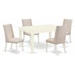 Pemberly Row 5-Piece Wood Dining Table Set in Linen White and Cream