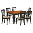 Pemberly Row 7-Piece Wood Kitchen Set with Leaf in Black/Cherry