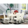 Pemberly Row 7-Piece Wood Dining Table Set in Linen White with Chairs