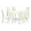 Pemberly Row 7-Piece Wood Dining Table Set in Linen White with Chairs