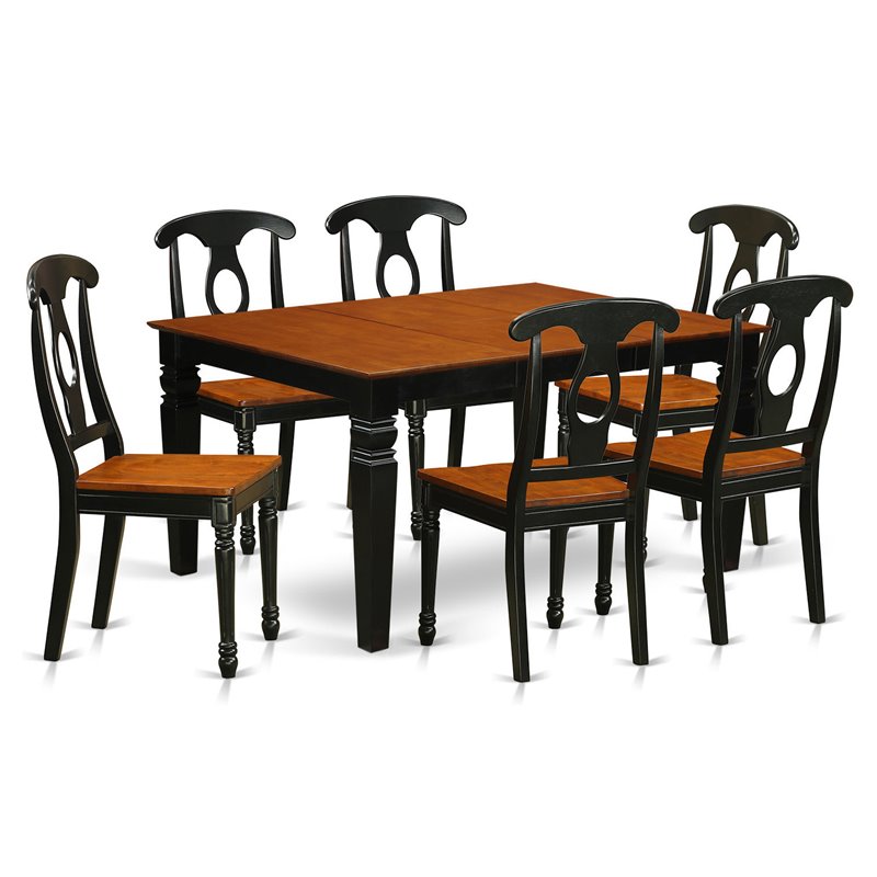 Pemberly Row 7-Piece Solid Wood Dining Set in Black/Cherry Finish