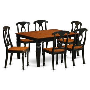 Pemberly Row 7-Piece Solid Wood Dining Set in Black/Cherry Finish