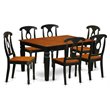 Pemberly Row 7-Piece Solid Wood Dining Set in Black/Cherry Finish