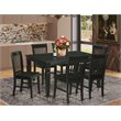 Pemberly Row 7-Piece Dining Table Set with Extension Leaf in Black Finish