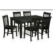 Pemberly Row 7-Piece Dining Table Set with Extension Leaf in Black Finish