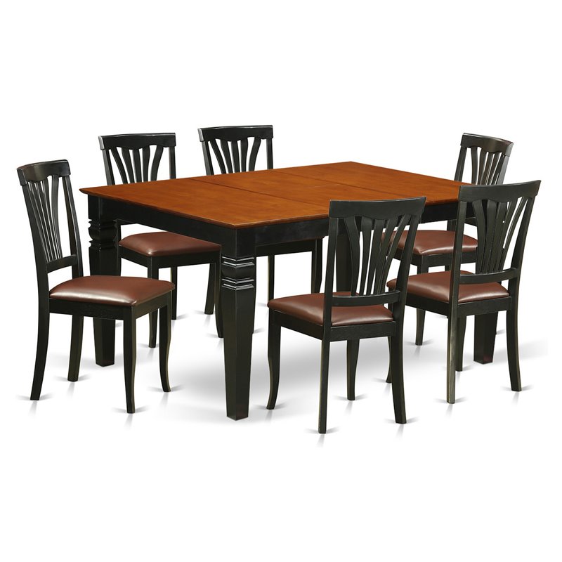 Pemberly Row 7-Piece Wood Dining Room Set in Black and Cherry Finish