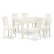 Pemberly Row 7-Piece Dining Set with Wood Chairs in Linen White