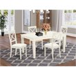 Pemberly Row 7-Piece Dining Set with Faux Leather Chairs in Linen White
