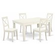 Pemberly Row 7-Piece Dining Set with Faux Leather Chairs in Linen White