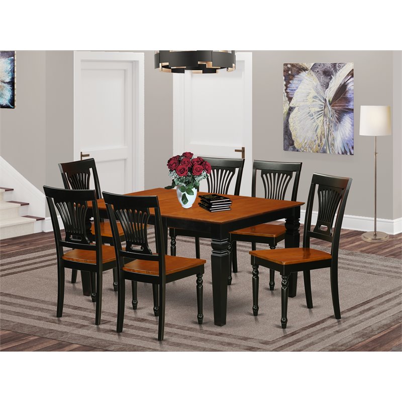 Pemberly Row 7-Piece Wood Dining Room Set in Black and Cherry Finish