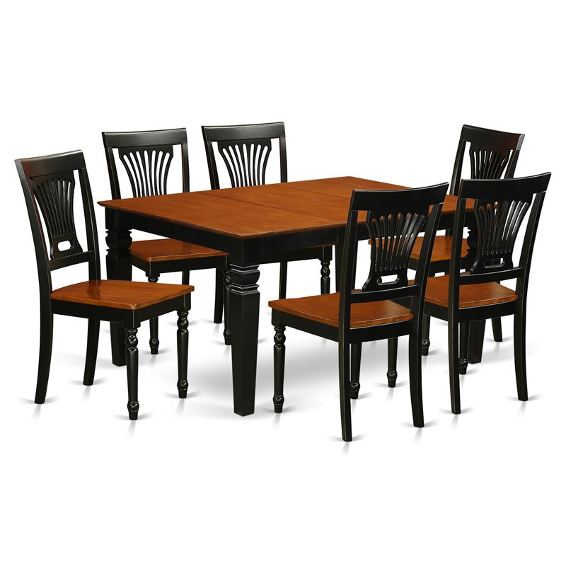 Pemberly Row 7-Piece Wood Dining Room Set in Black and Cherry Finish