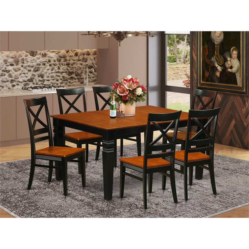 Pemberly Row 7-Piece Wood Kitchen Dining Set in Black and Cherry